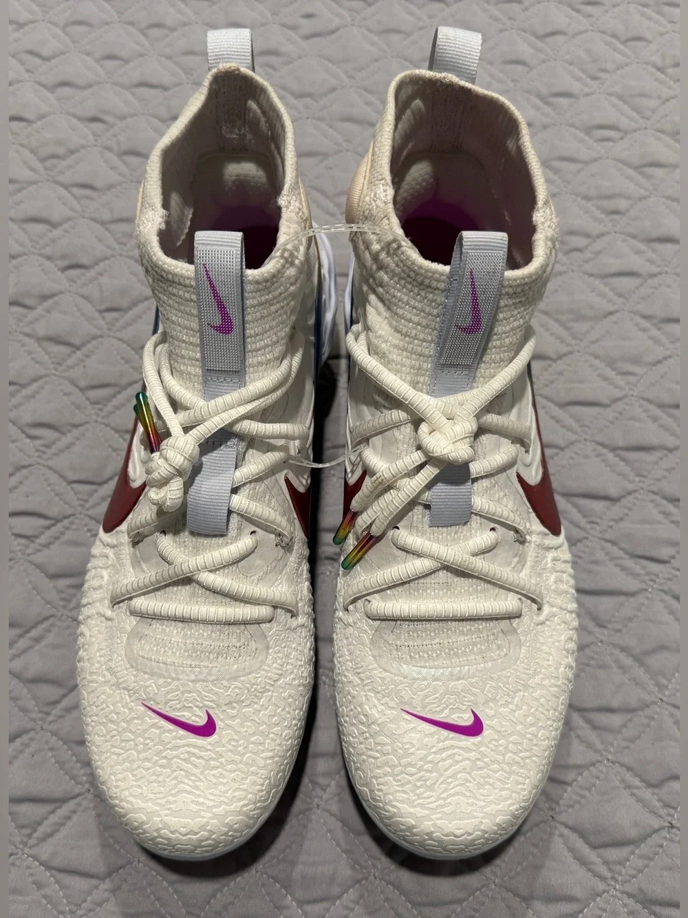 Nike Alpha Huarache NXT White Rainbow Baseball Cleats Men's Size 7.5 DJ6517-106